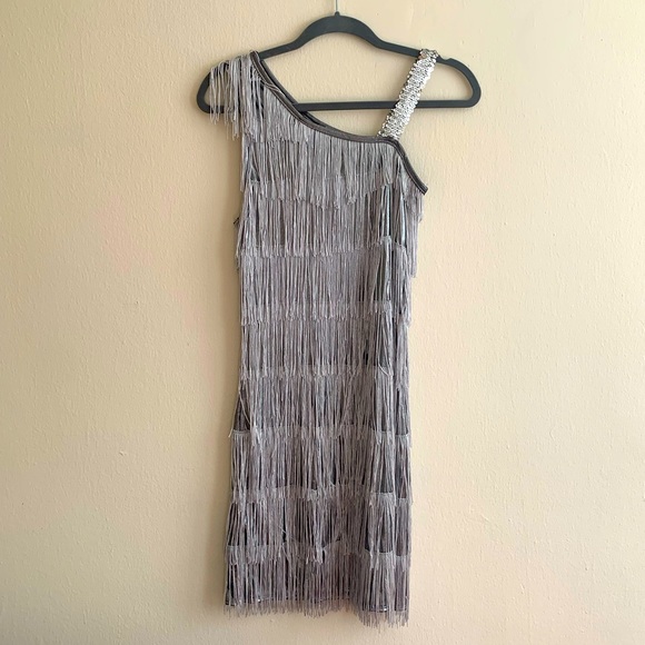 1920s Costumes USA Dress in Grey/Silver - Gatsby Style - Size S - Picture 1 of 9
